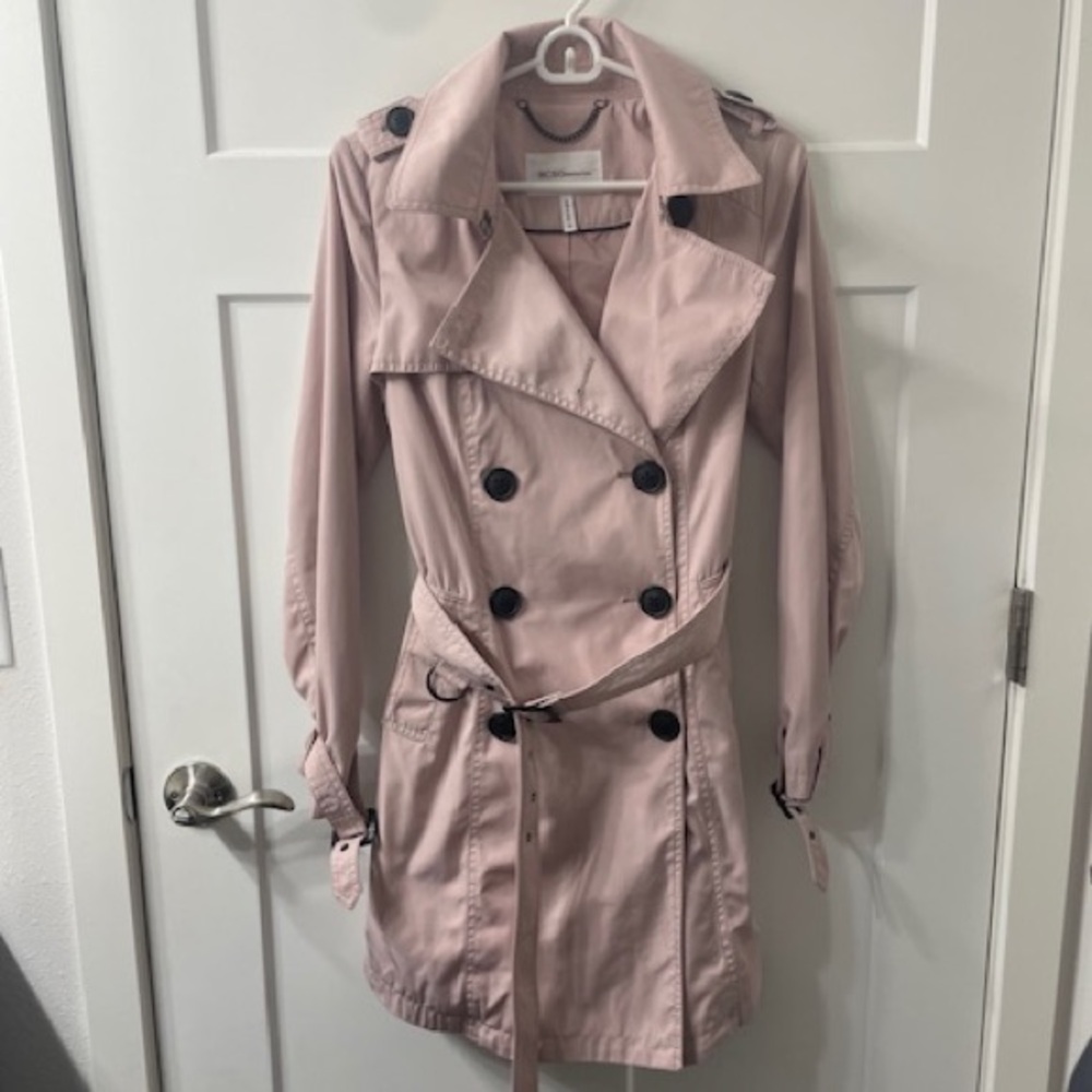 BCBGeneration Pink Double-Breasted Trench Coat